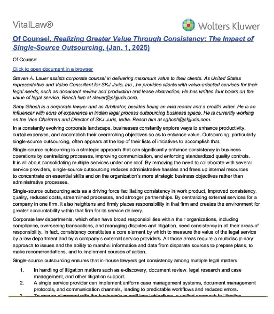 Realizing Greater Value Through Consistency The Impact of Single-Source Outsourcing Jan-1-2025